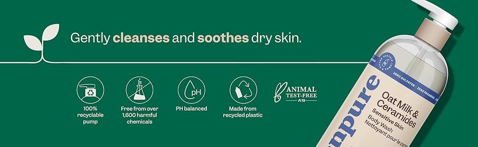 Renpure Oat Milk & Ceramides Body Wash – For Gentle Cleansing & Hydration – For