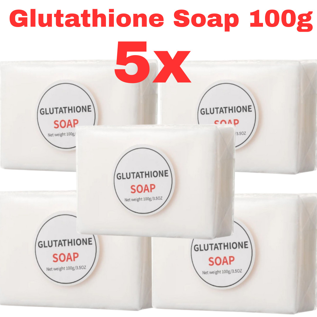 [ Pack of 5] Pure GLUTATHIONE SOAP Skin Whitening Bleaching Facial Soap Bar 100g