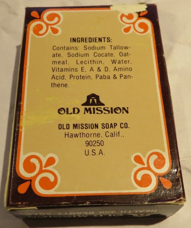 Vintage Old Mission-Health and Beauty Oatmeal Soap 2.7 OZ each Made in CA USA