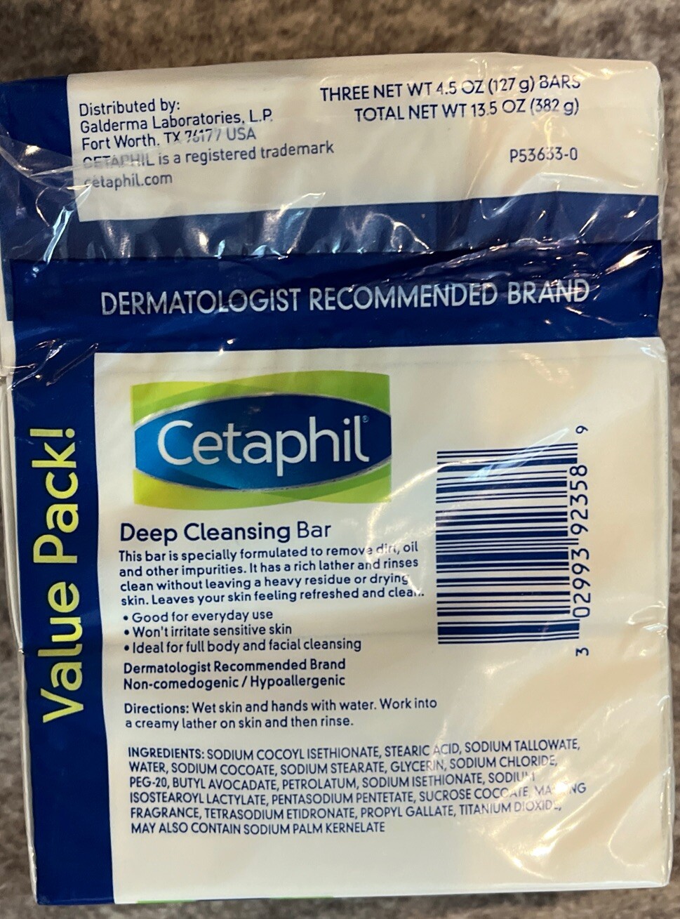 CETAPHIL DEEP CLEANSING BARS ALL SKIN TYPES 4.5 OZ. 2 Packs