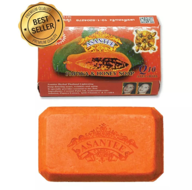 12x Asantee Papaya Honey Soap Bar Q10 Brightening Moisturizing Skin Natural 125g
