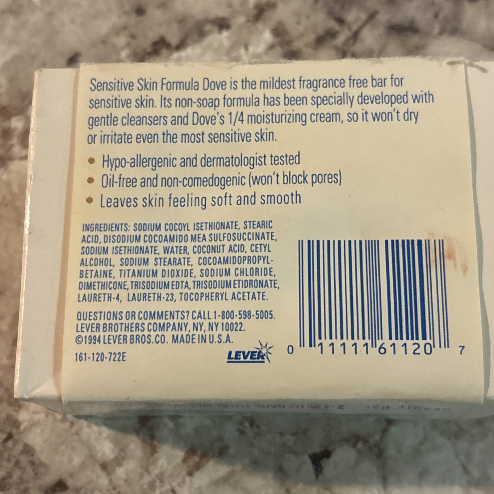 1994 Dove Beauty Bath Bar Sensitive Skin Formula 4.25 OZ VINTAGE NOS Prop