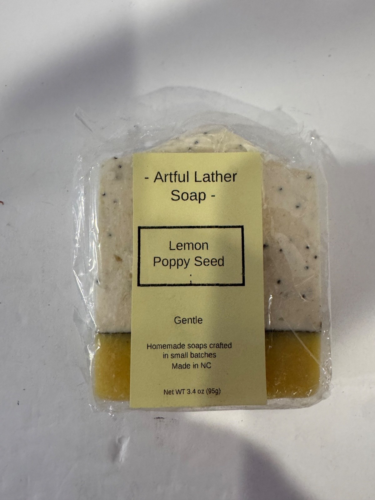 Homemade soap Lemon & Poppy Seed 3.4 oz Bar Gentle