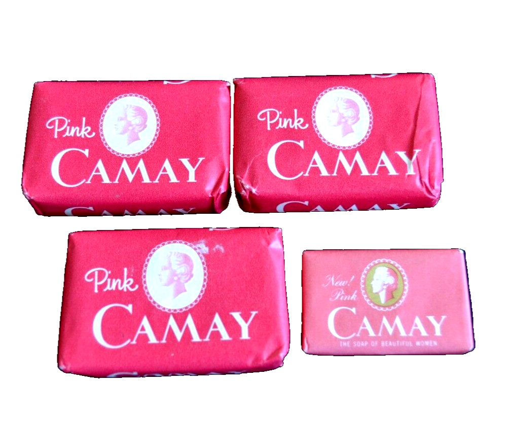 PINK CAMAY Soap Bars OLD LOGO STARS 4 Vintage Bars Wrapped 1 Mini 3 Travel/Hotel