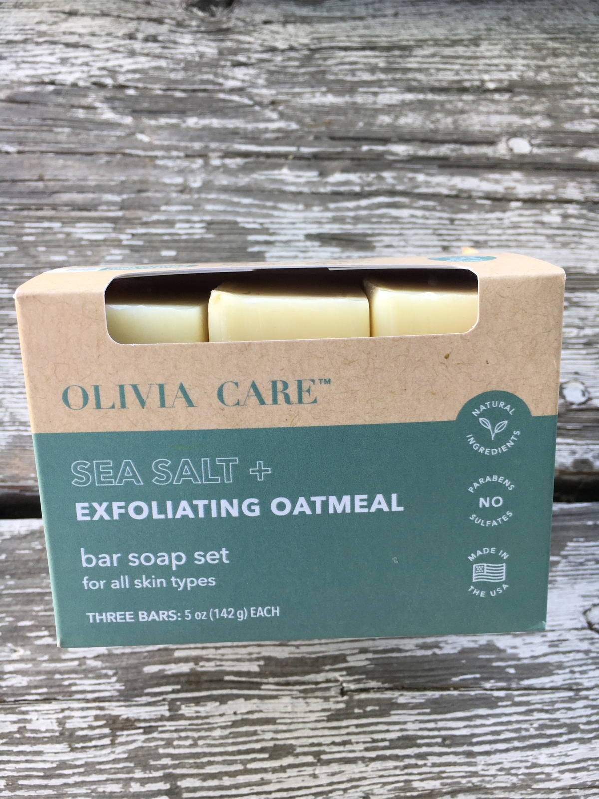 Olivia Care – Sea Salt + Exfoliating Oatmeal Bar Soap 3-5 Oz Bars