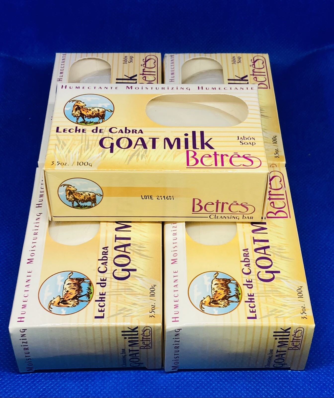(Pack of 5) Betres Goat Milk Moisturizing Bar Soap, 3.5 oz. Jabon Leche de Cabra