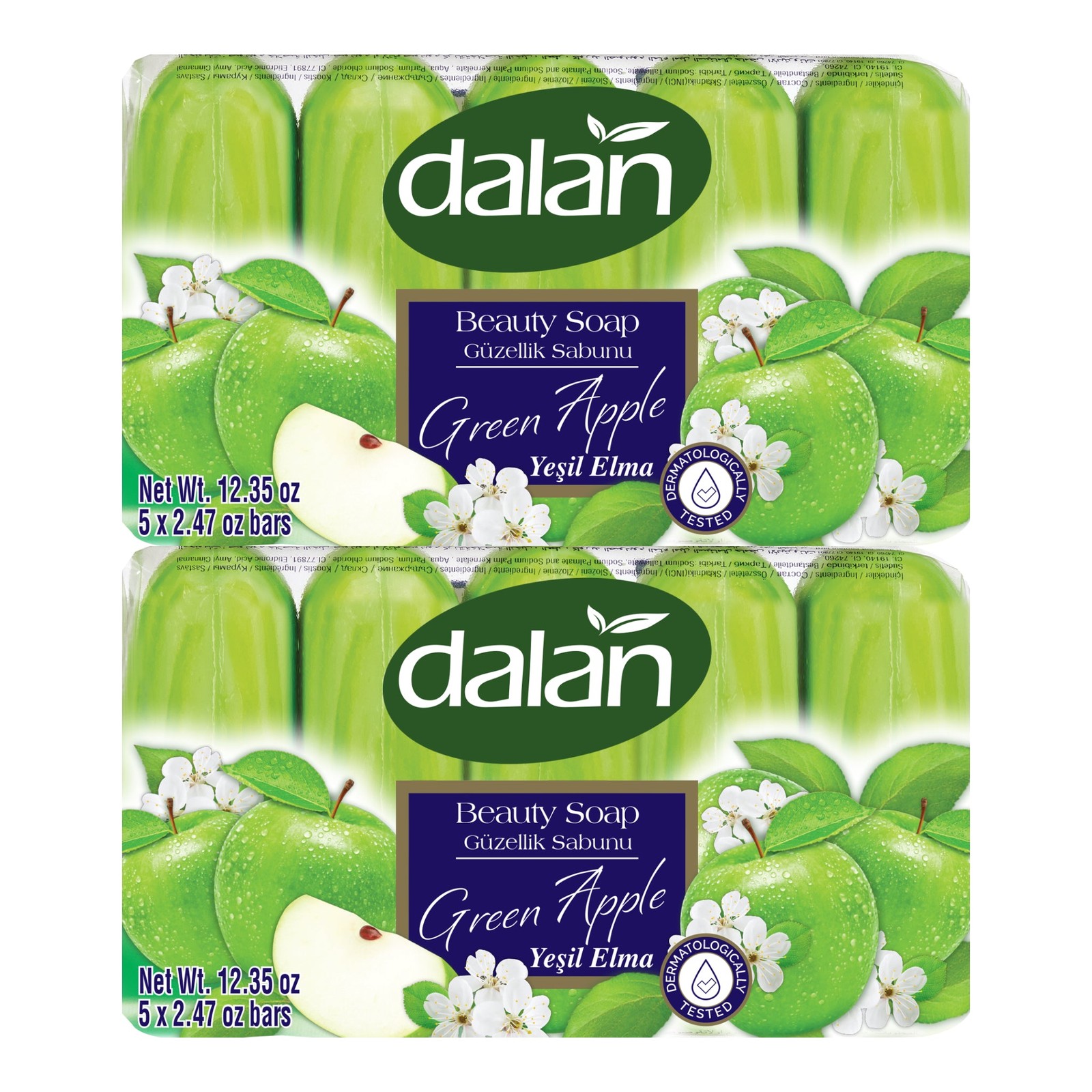 Dalan Green Apple Beauty Soap Bar, 10 Bars x 2.47oz. Each