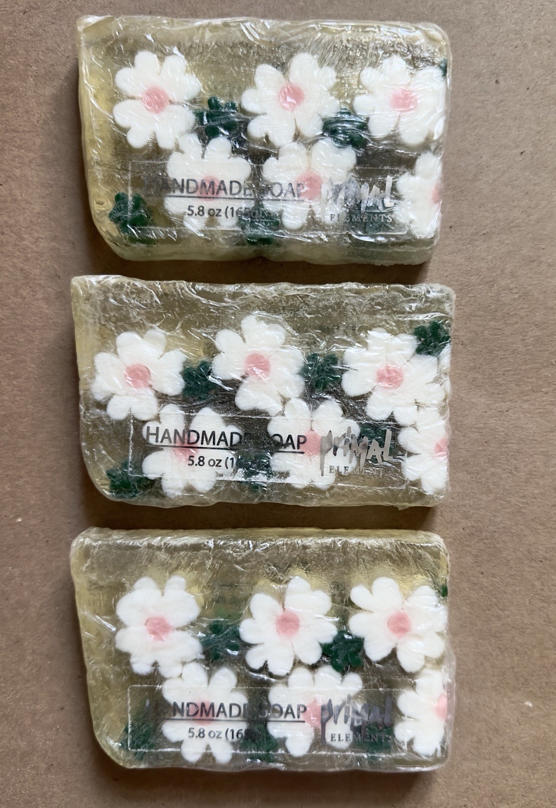 Primal Elements Daisy Soap NIP Lot of 3 Vegetable Glycerin Bars