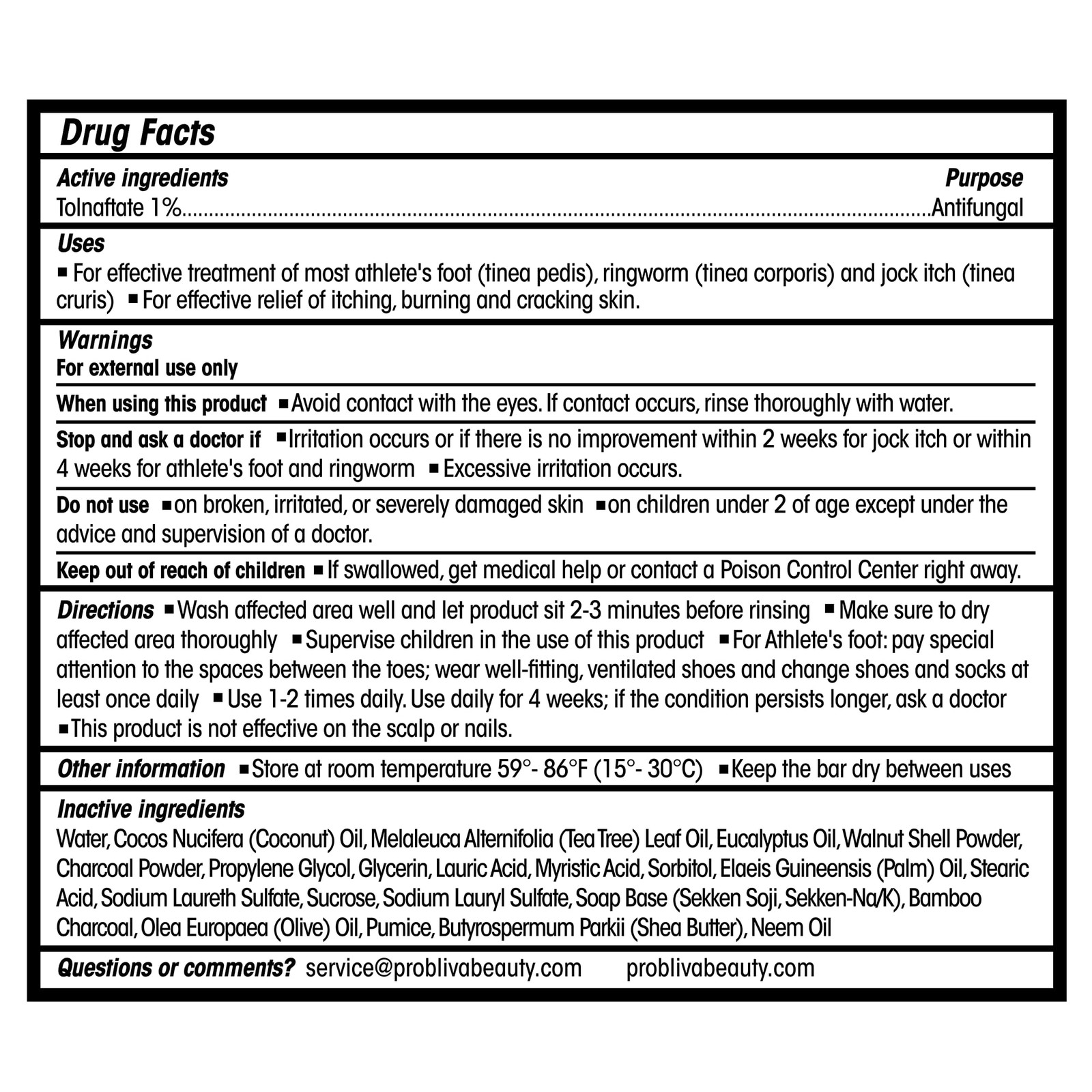 Antifungal Soap Bar with Tea Tree Oil & Charcoal, 16.9 Fl Oz (Pack of 1)