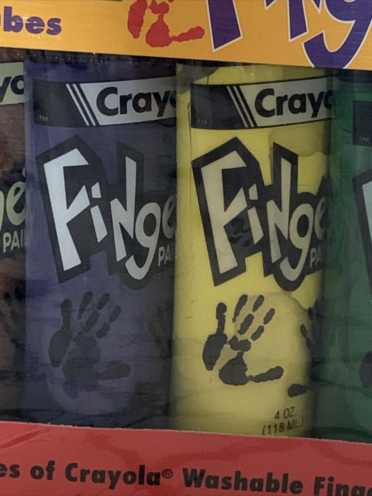 Vtg Crayola Washable Finger Paint (6) 4oz Tubes 1994