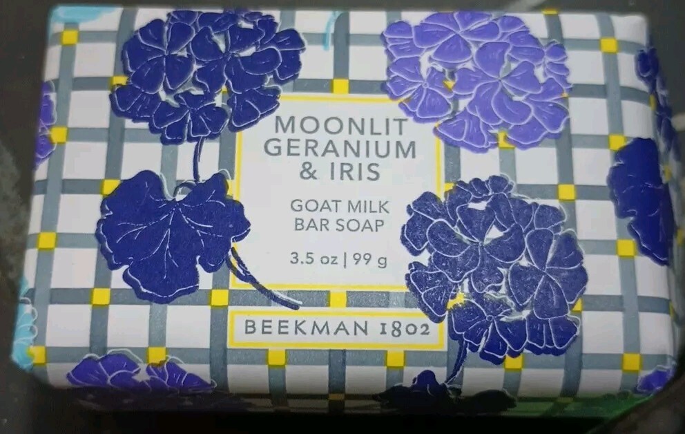 Beekman 1802 Moonlit Geranium & IRIS Goat Milk Soap Bar 3.5 Oz. Palm Size