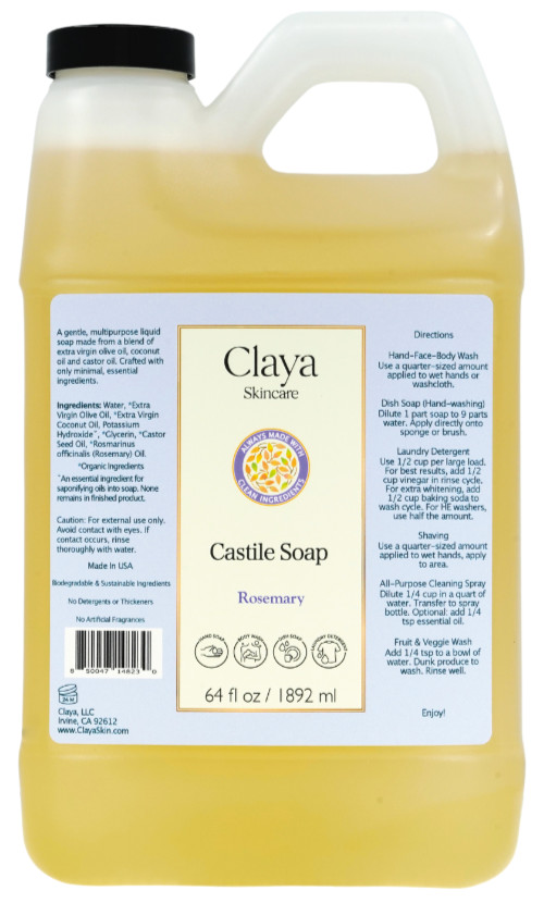Liquid Castile Soap – Gentle For Sensitive Skin, Made From Organic Oils