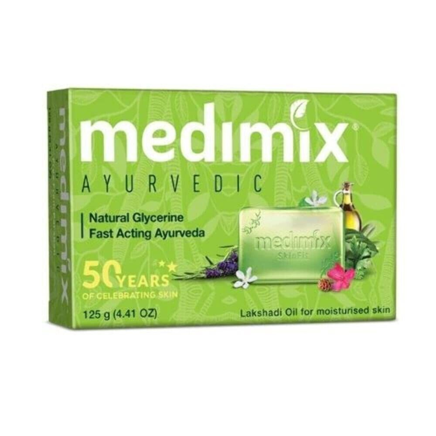 5 PCS Medimix Ayurvedic Natural Glycerin Soap for Moisturized Skin (125g).