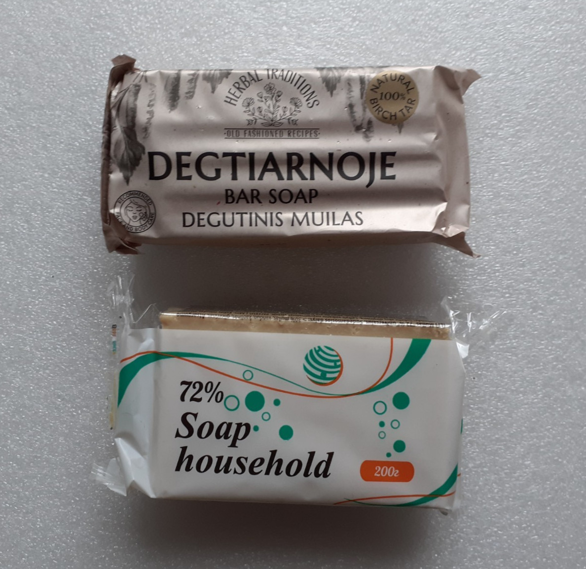 Natural Birch Tar Soap 140g + Household Soap 72% 200g