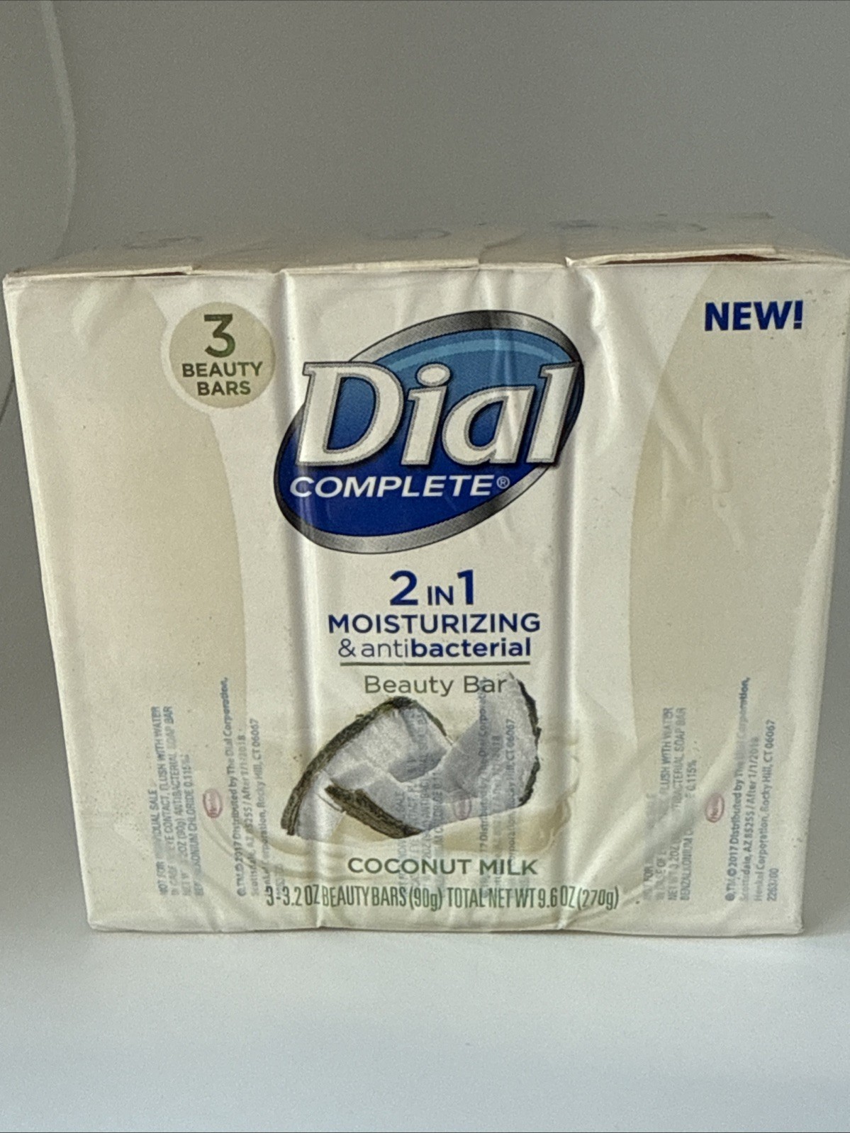 Dial Complete 2-in-1 Moisturizing & Antibacterial Beauty Bar Soap Coconut Milk