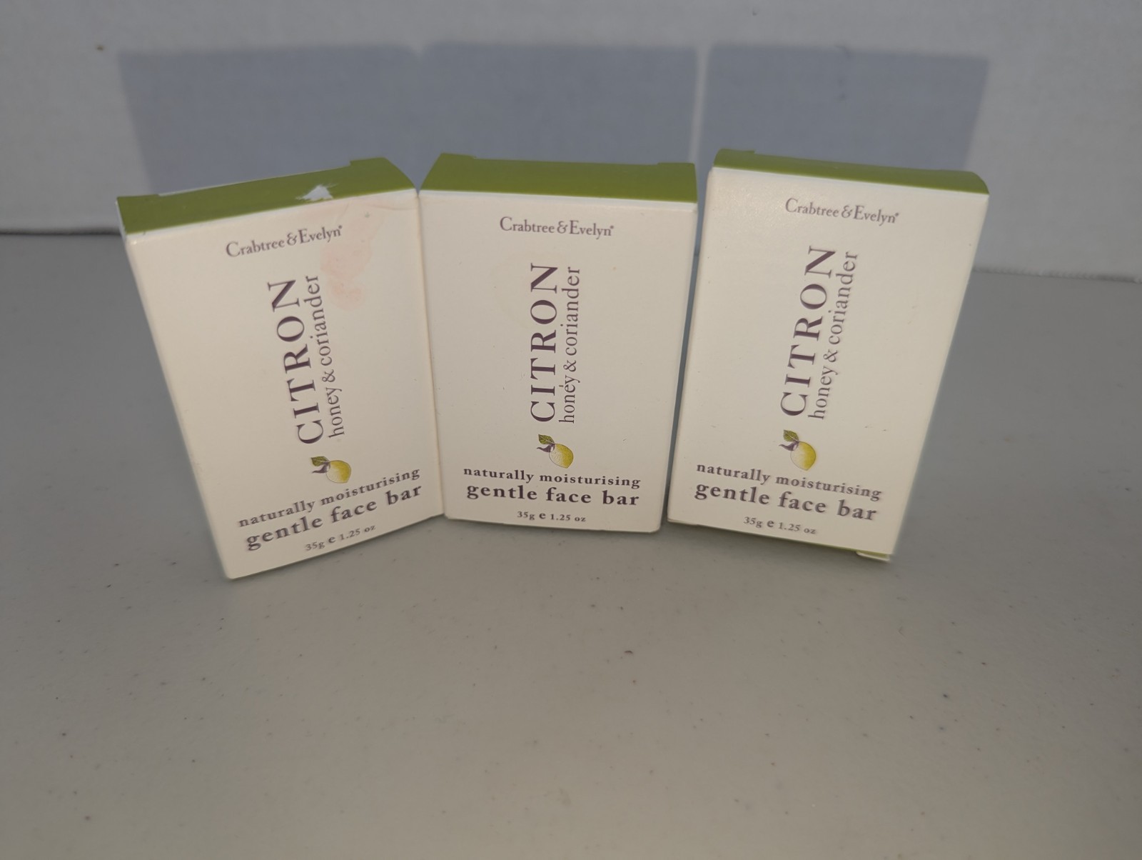 3 Crabtree & Evelyn Citron Honey Coriander Gentle Face Bar 1.25oz