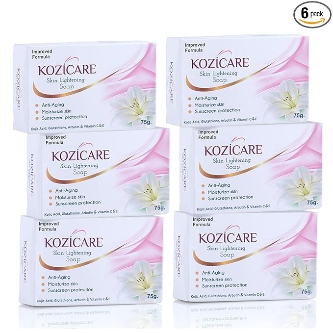 6 X Kozicare Kojic Acid Skin Lightening Soap 75g each Glowing Skin & Dark Spots