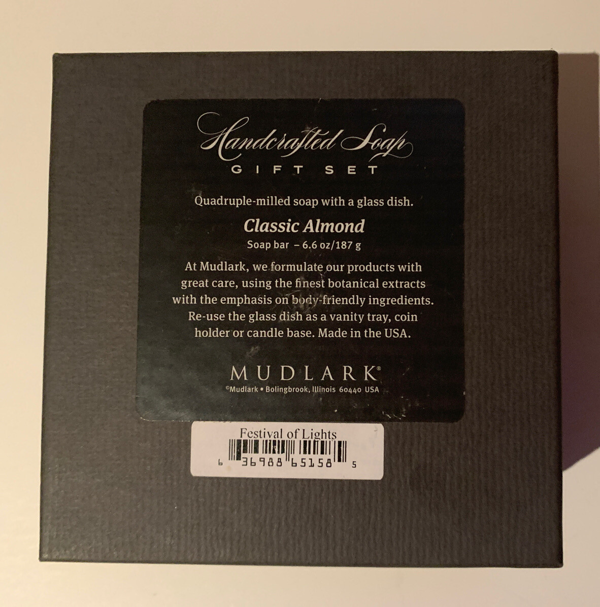 Mudlark Handcrafted Classic Almond 6.6 oz Soap Bar & Red Glass Dish