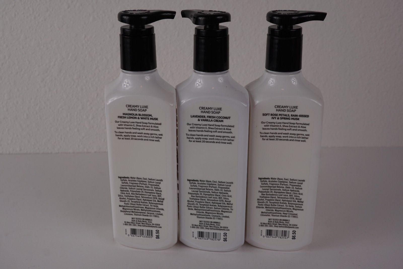 3 BATH & BODY WORKS SOTHER ROSEWATER LAVENDER COCONUT CREAMY LUXE GEL HAND SOAP