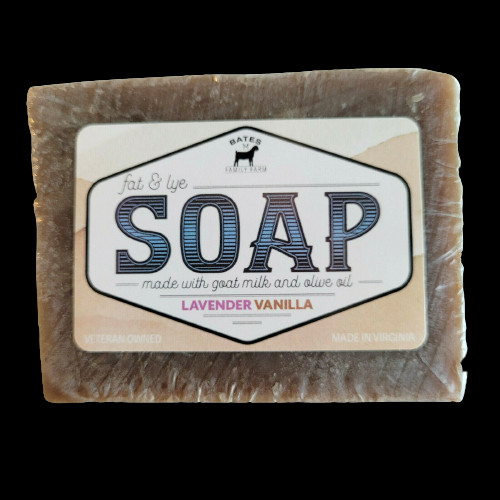 Bates Family Farm Lavender Vanilla Fat and Lye Soap Goat Milk Olive Oil Natural