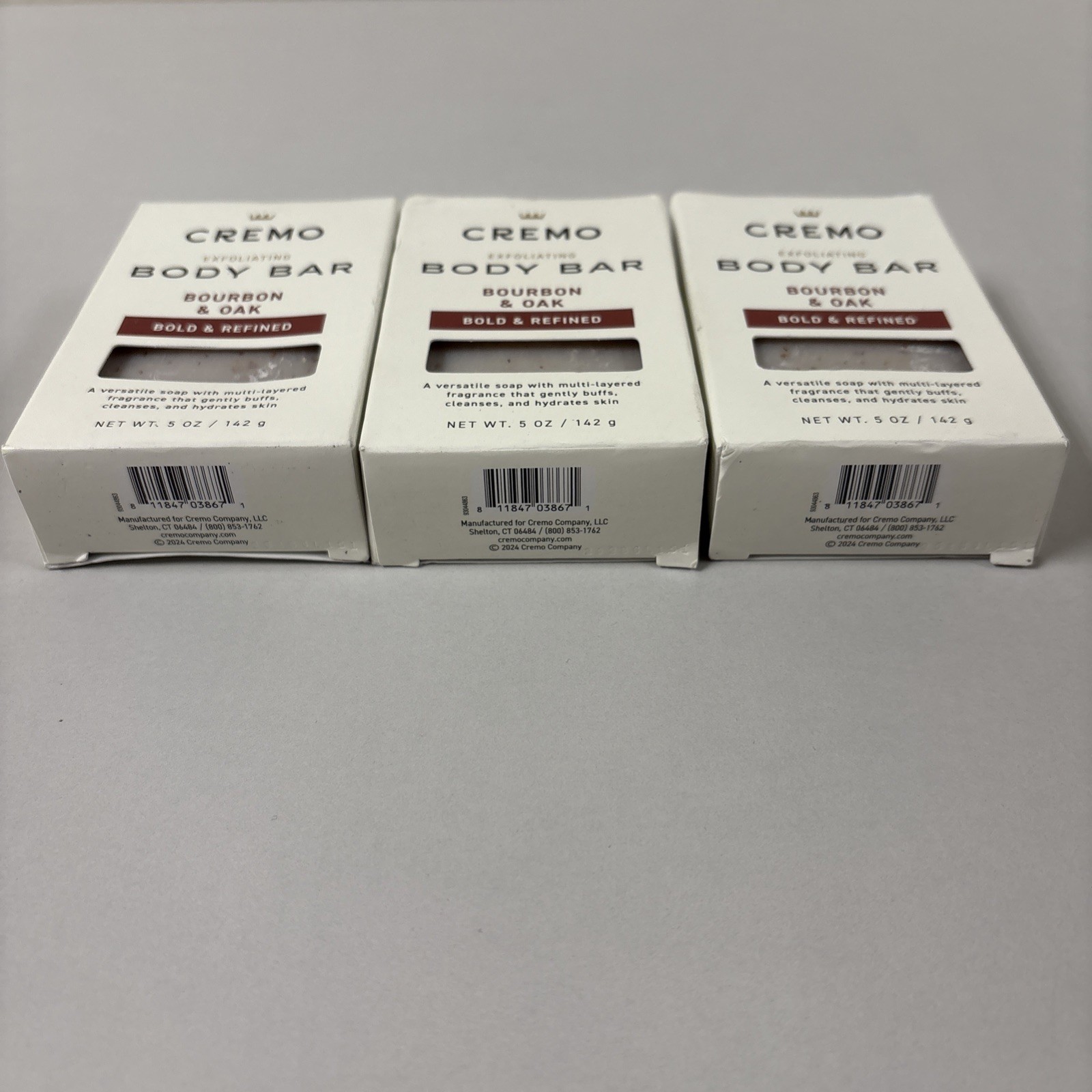 *Cremo Body Bar – Bourbon and Oak – 5 oz (142 g) – Lot Of 3 – B57-29