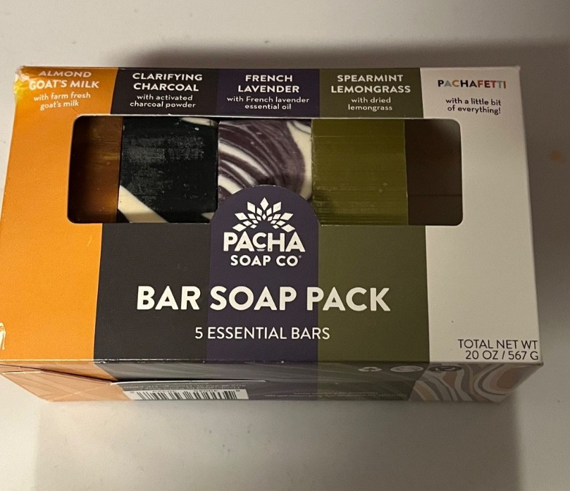 Pacha Soap Co 4 Bars Soap 16 oz – Goat, Charcoal, Lavender, Spearmint Lemongrass