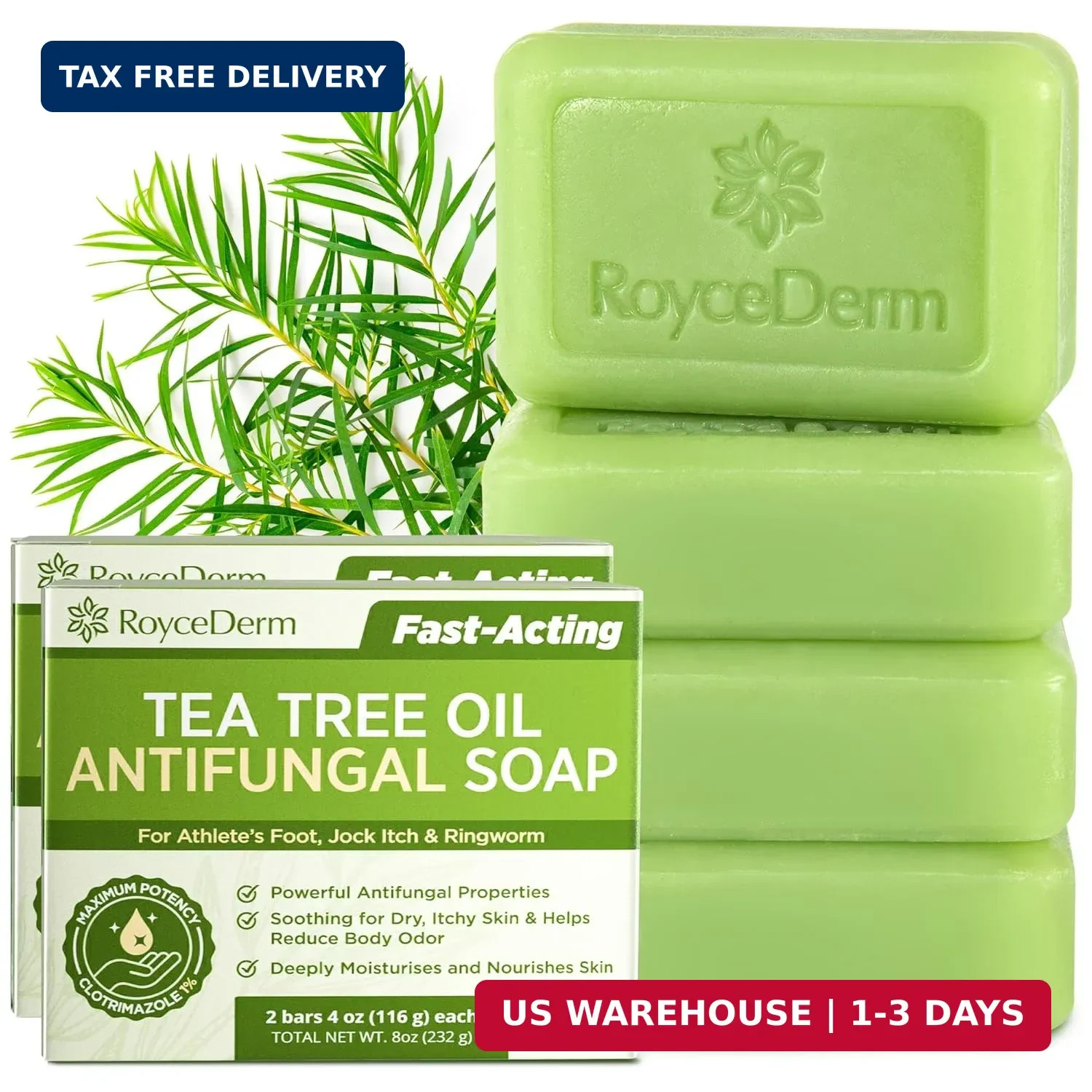 Roycederm Antifungal Bar Soap – Tea tree Oil Soap – Athlete’s Foot Treatment for
