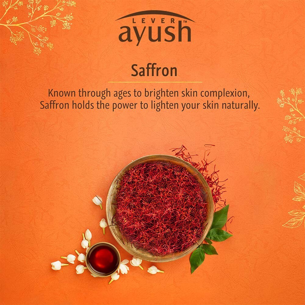 Lever Ayush Natural Fairness Saffron Soap 2 x 100 g each (Buy 4 Get 1)