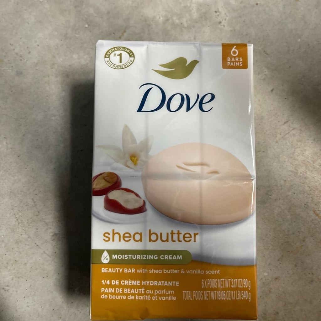 Dove Moisturizing Shea Butter Vanilla Beauty Bar 3.75 oz 4 Bars Gentle All Skin
