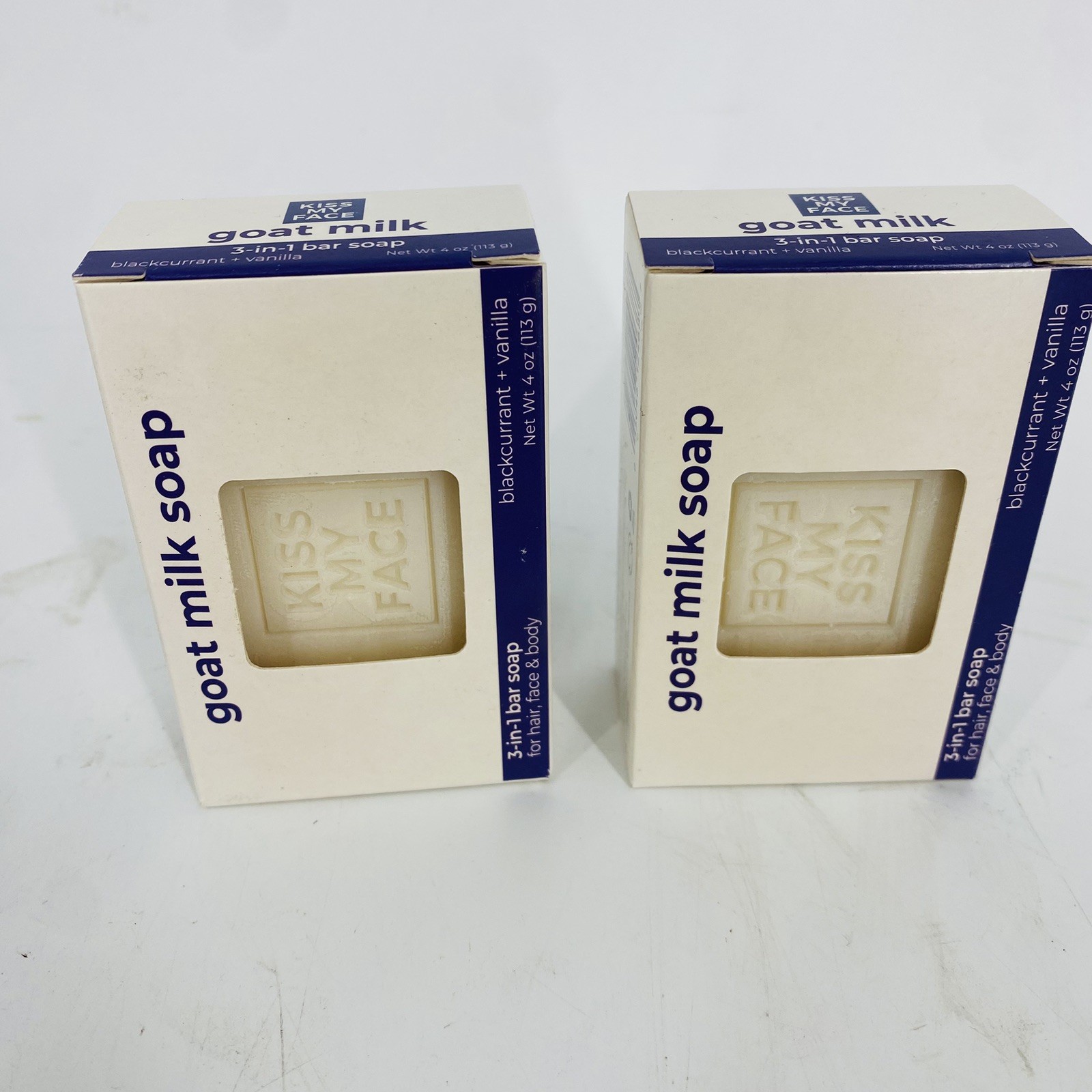 2 Pack Kiss My Face Goat Milk Soap Probiotic Shea Butter Black Currant Vanilla