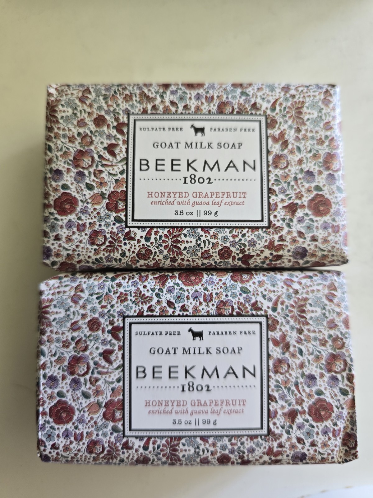 2 BEEKMAN 1802 HONEYED GRAPEFRUIT GOAT MILK SOAP 3.5oz EACH NEW 4.00 SHIPPING