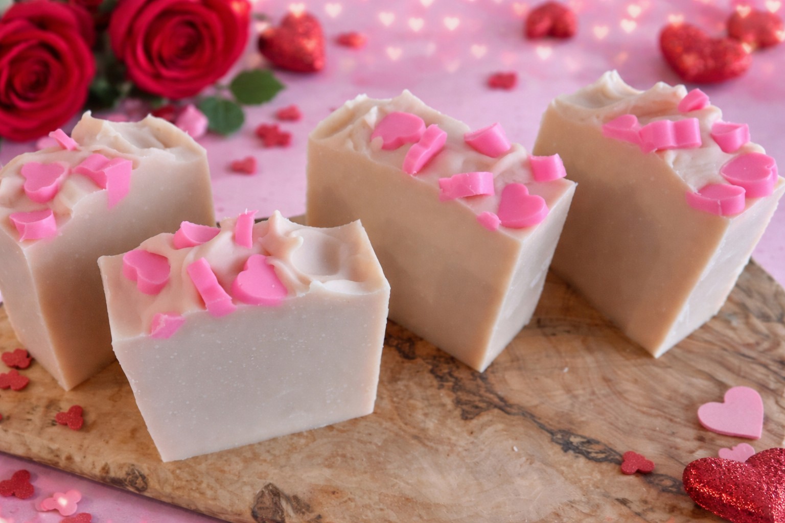 Hearts! Handmade Tallow Soap. Berry. Goat Milk Soap. Aloe. Gift. Bath Bar.
