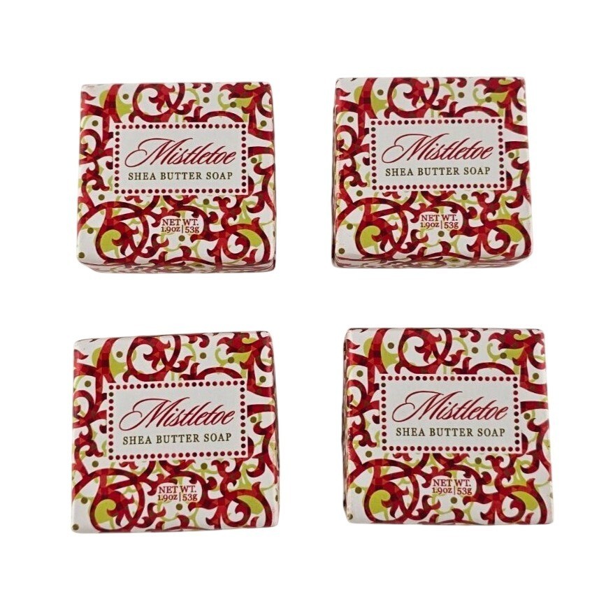 4 Greenwich Bay Trading Mistletoe 1.9 oz 53 g Holiday Shea Butter Soap Bars