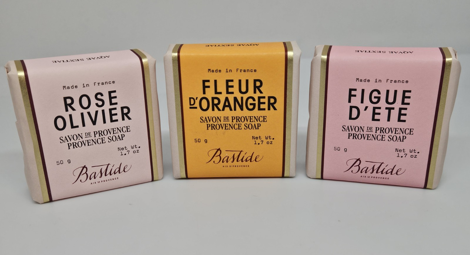 Bastide FIGUE ORANGER & ROSE Savon De Provence Soap 1.7oz Travel Size (3 Pack)