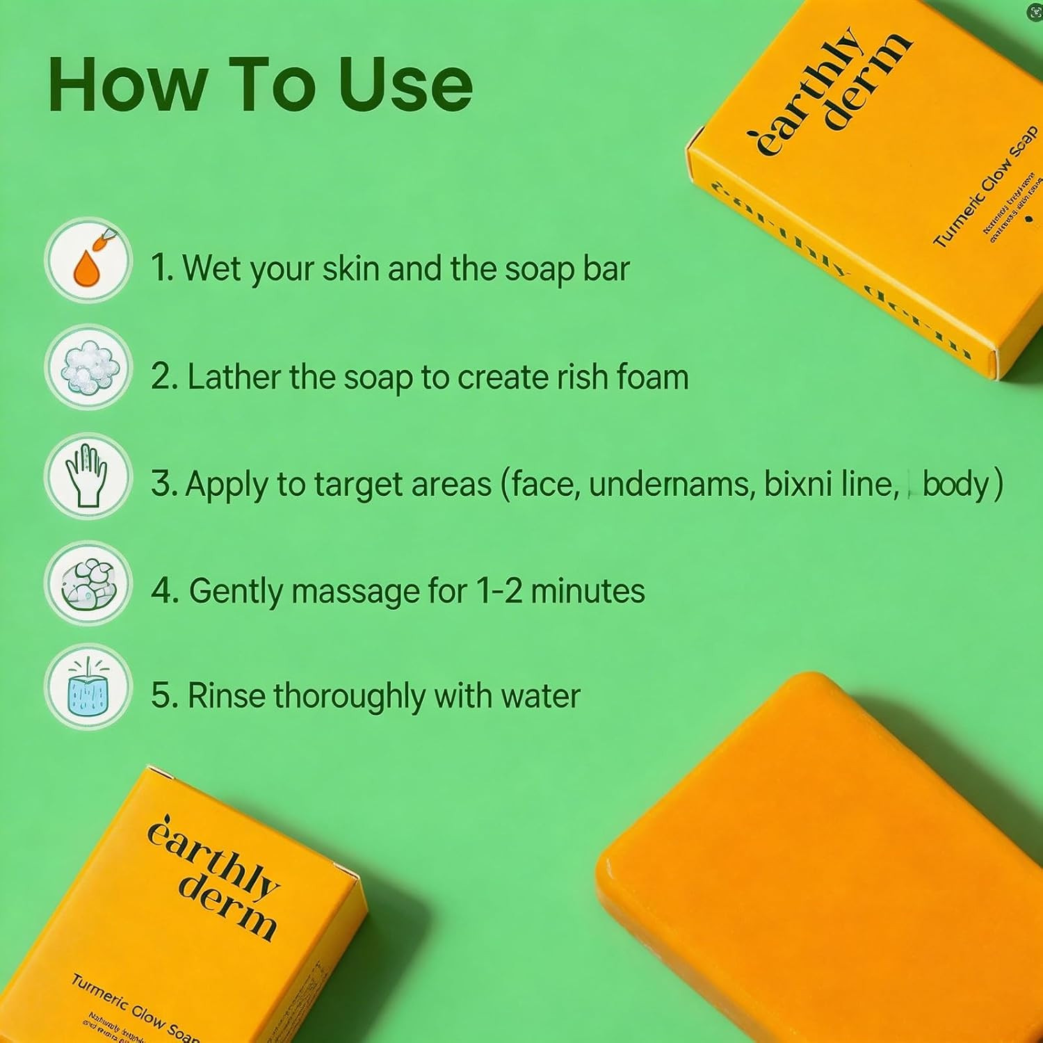 Turmeric Glow Soap Bar for Face and Body, Natural Handmade Bar, Gentle Cleansing