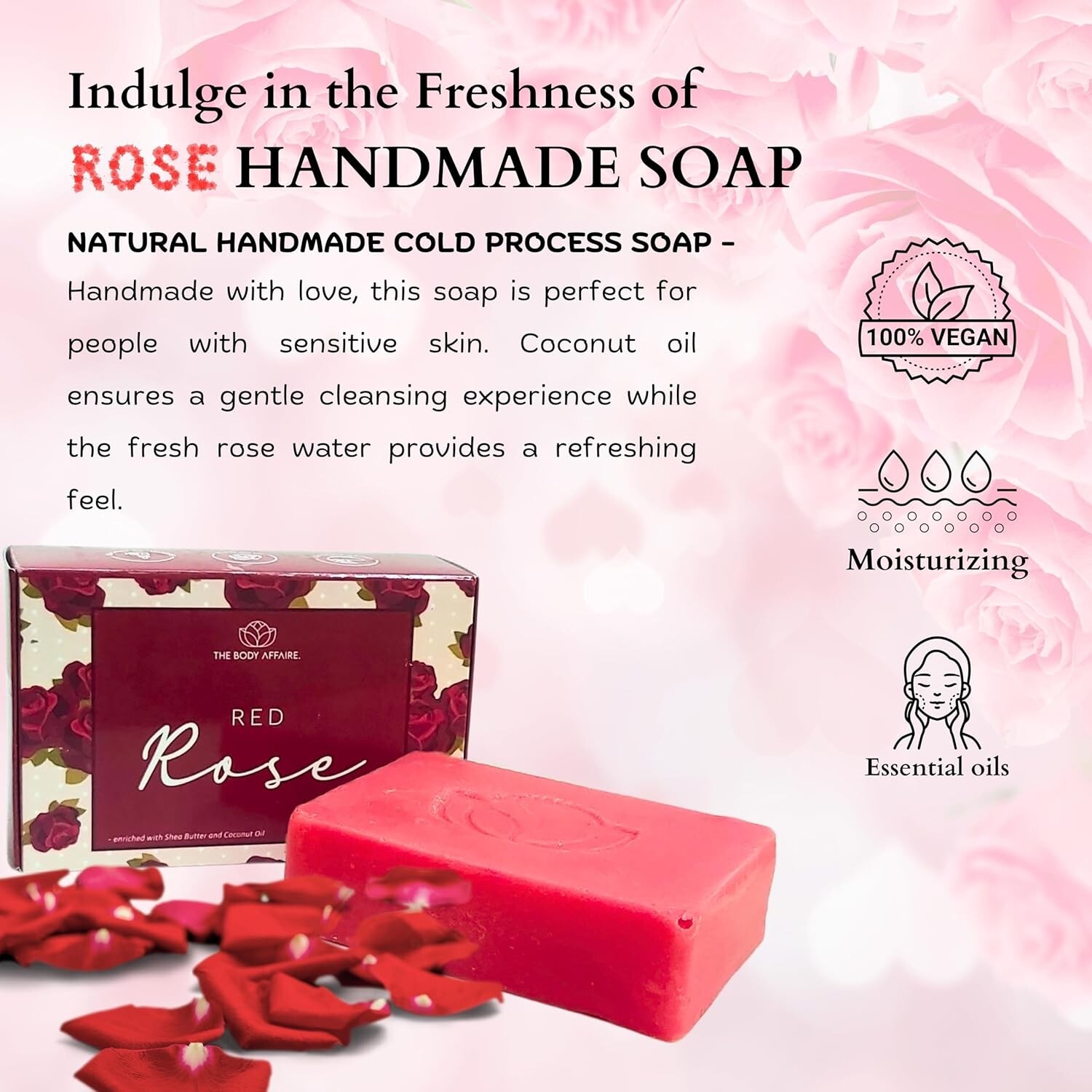 FORGANIK Handmade Cold Process Soap by The Body Affaire 100 g Red Rose For Adult