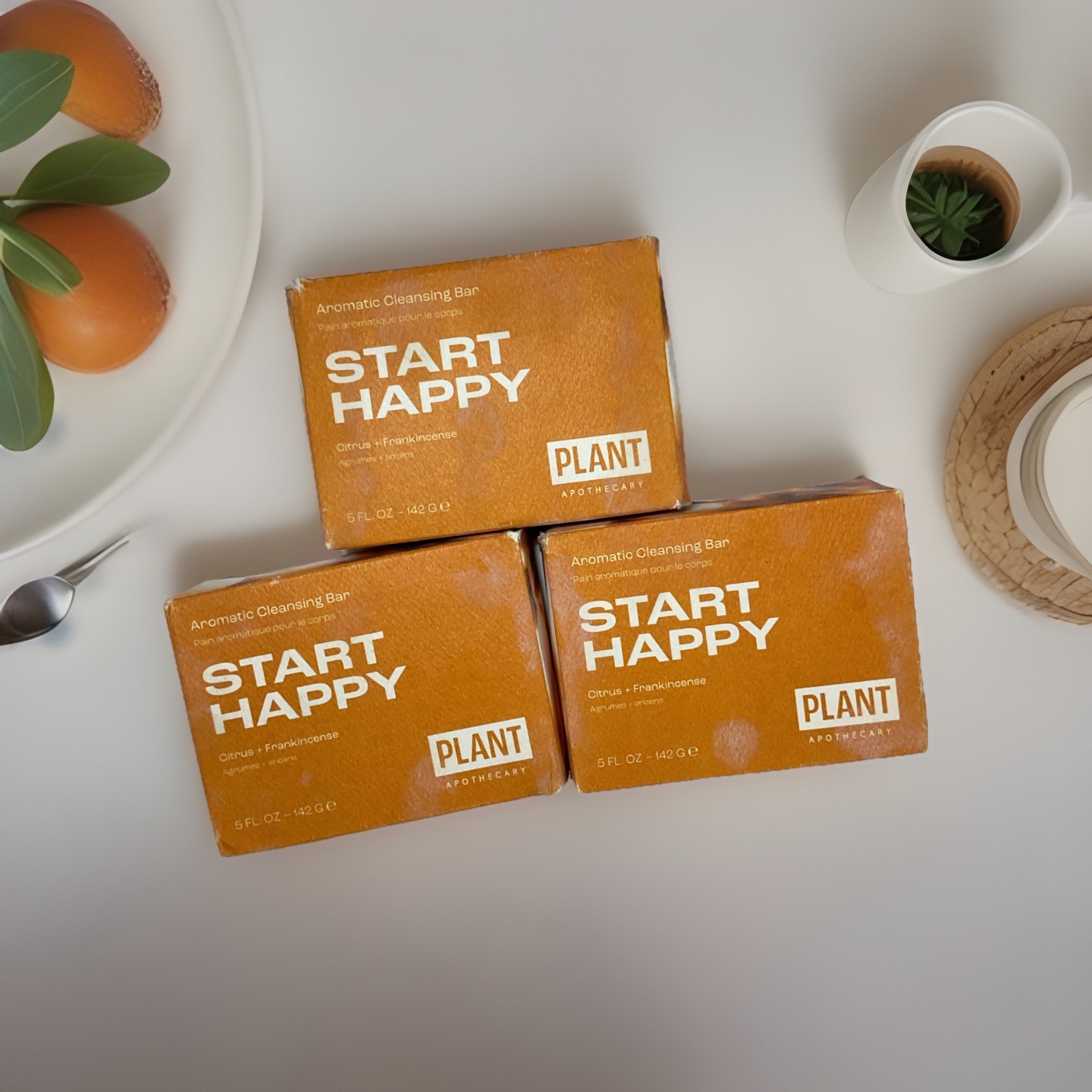Lot Of 3 Start Happy Aromatic Cleansing Bar Citrus + Frankincense 5 Oz Each.
