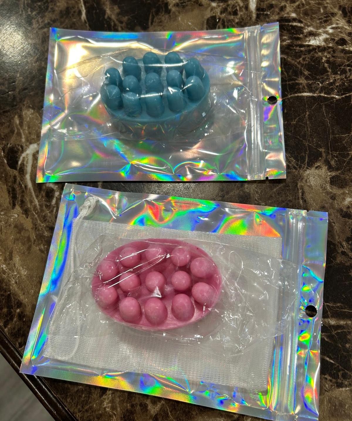 Oval Bubble Massage Body Bar Soap, Blue & Pink therapeutic,moisturizing