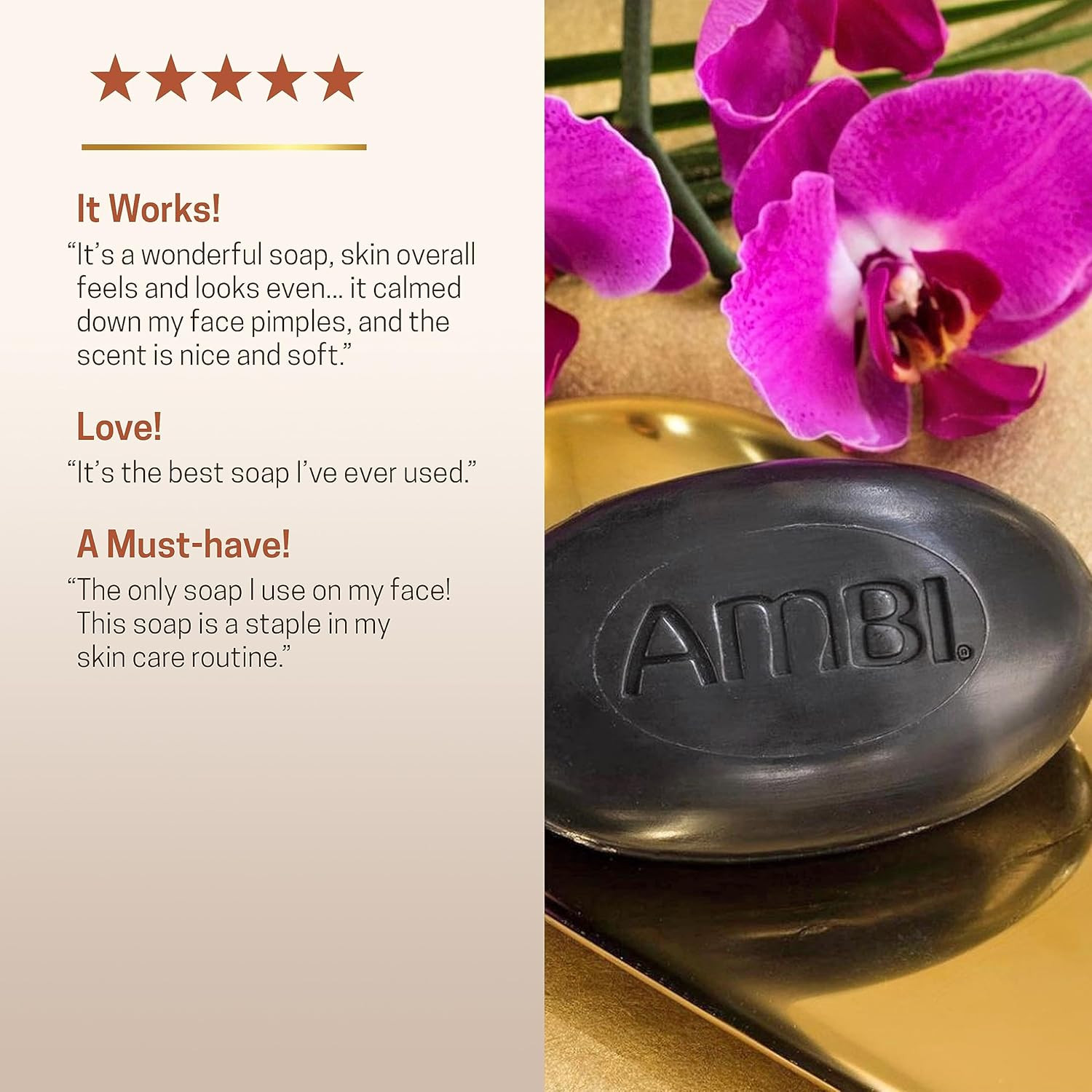 African Black Soap Face & Body Bar, Cleans and Nourishes Skin, Rinses Clear, 5.3