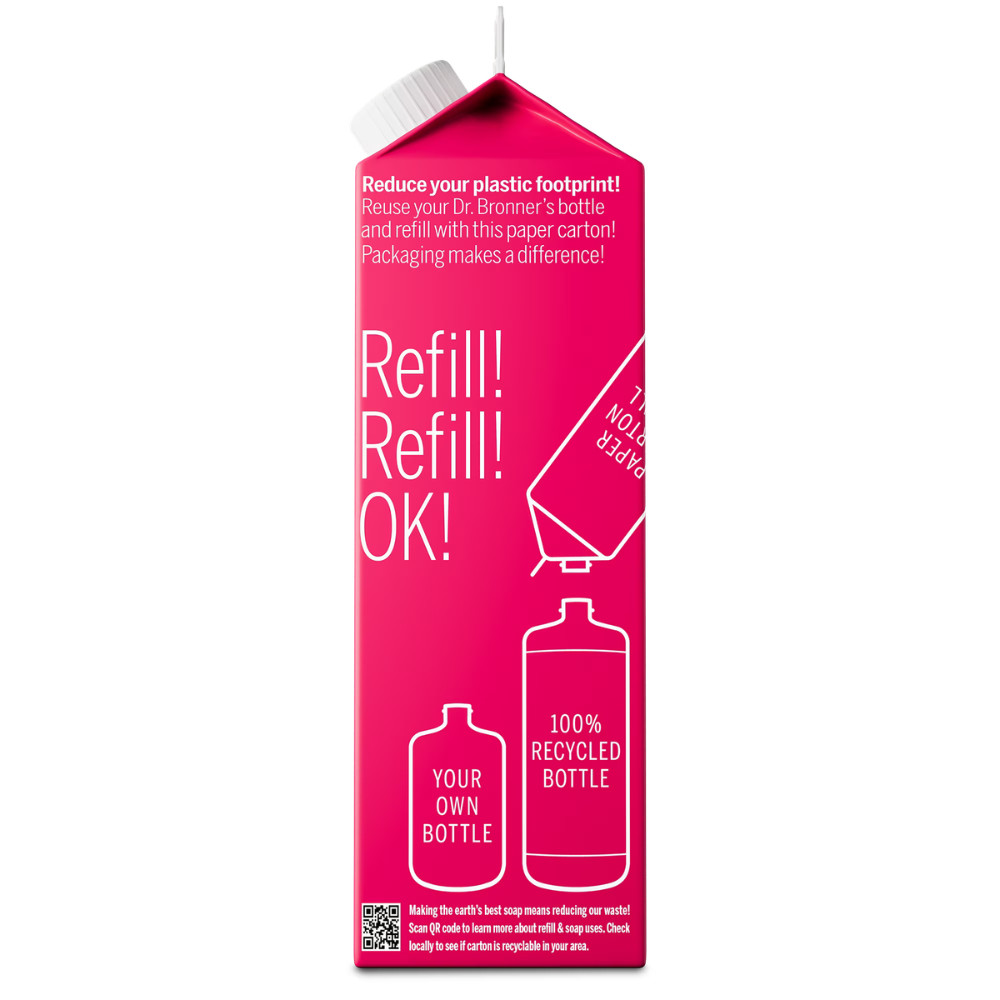 2PK Dr. Bronner’s Magic Soap Refill, Rose, Pure-Castile Liquid Soap Carton, 32oz