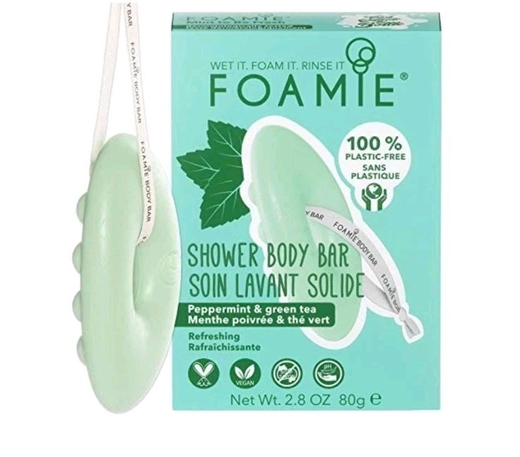 NEW! FOAMIE 🫧 (2.8 Oz) ●PEPPERMINT/GREEN TEA● Shower Body Bar WET FOAM & RINSE.