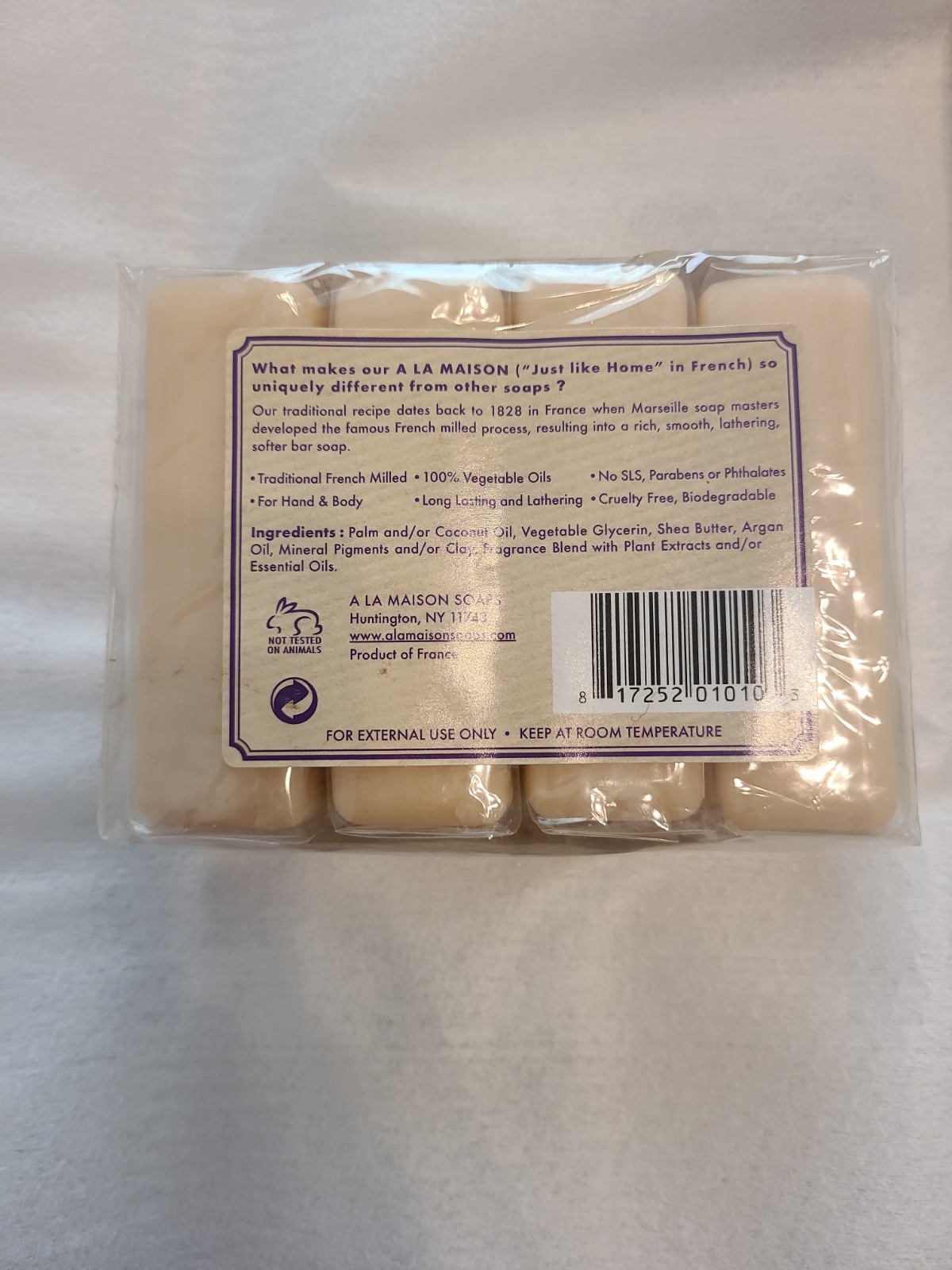 A LA MAISON Hand & Body Bar Soap, Lavender Flowers, 4 Bars, 3.5 oz (100 g) Each