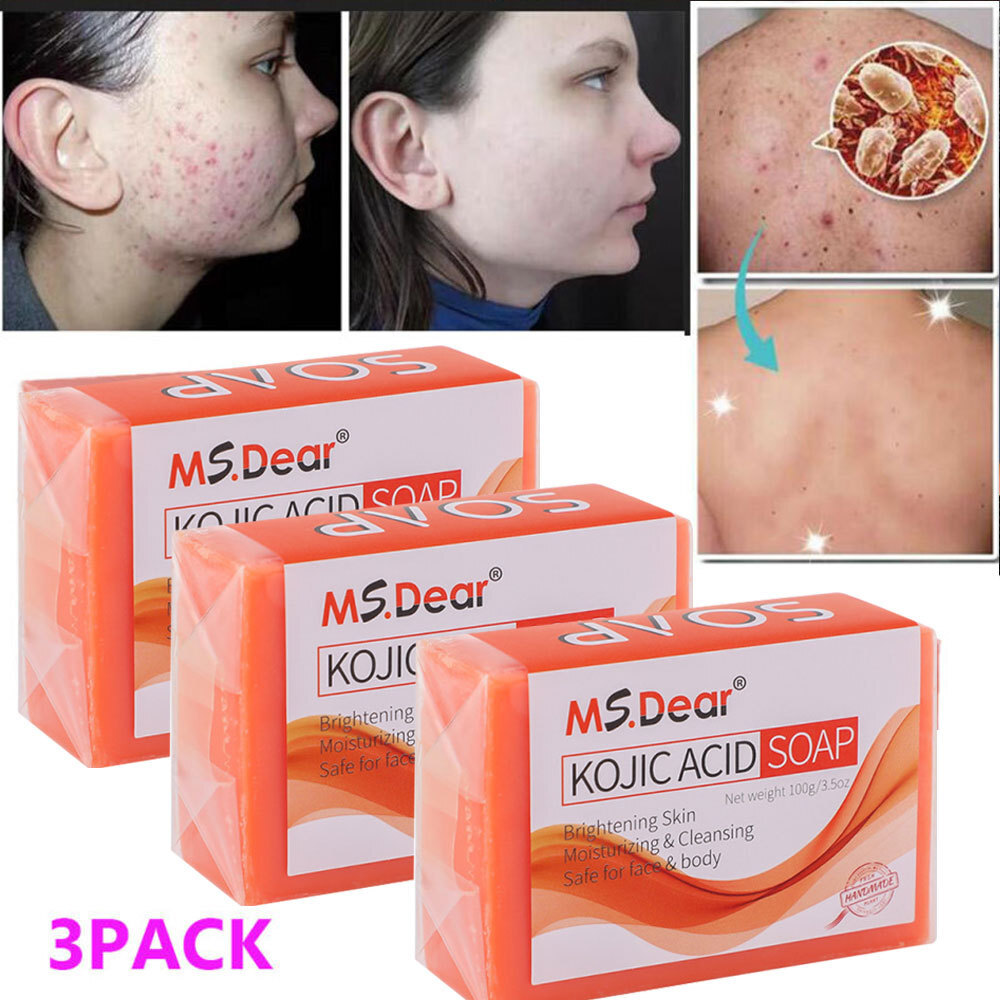 3/5x Kojic Acid Soap Bars Dark Spot Remover Turmeric Brightening Face Body Skin