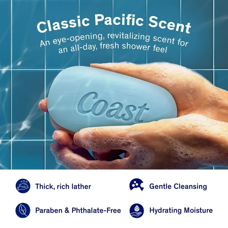 Coast Classic Deodorant Soap 16 Bars 4 oz Refreshing Scent Body Soap