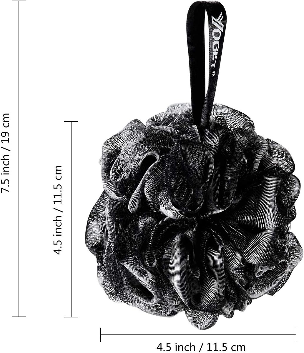 Yoget Bath Loofah Sponge, 4 Pack Black 60G Shower Mesh Ball Soft Pouf