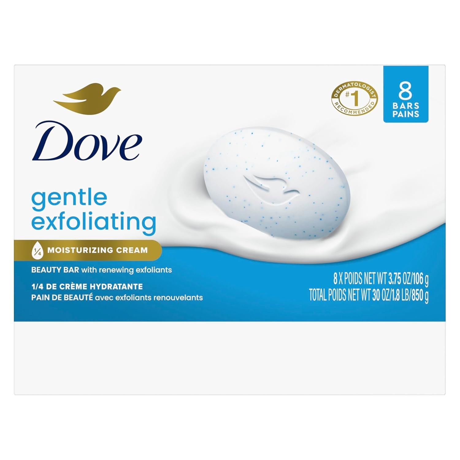 8-Pack Gentle Exfoliating Beauty Bar Soap for Radiant, Soft Skin – 3.75 oz Bars