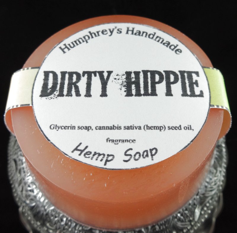 DIRTY HIPPIE Hemp Oil Soap, Detergent Free, Patchouli Glycerin Bar Puck Hippy