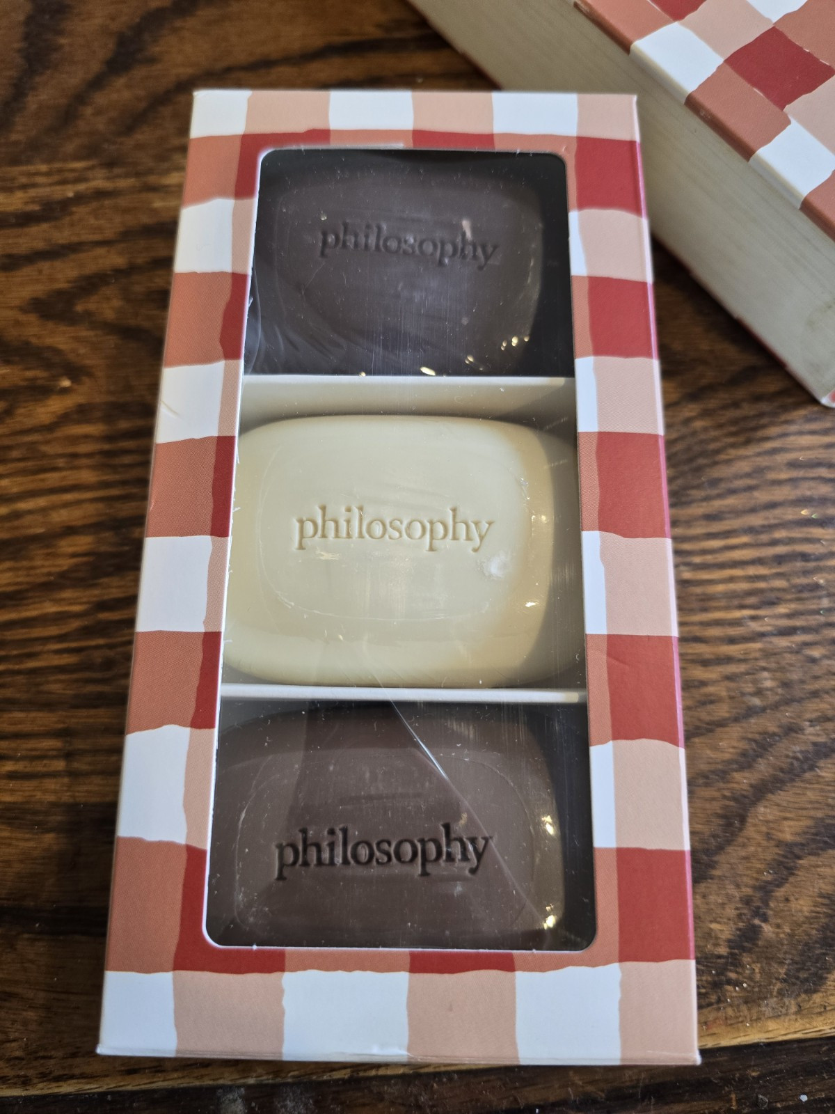 PHILOSOPHY The Cookbook SOAPS Set of 3 Bars Apple Cider Egg Nog Hot Cocoa