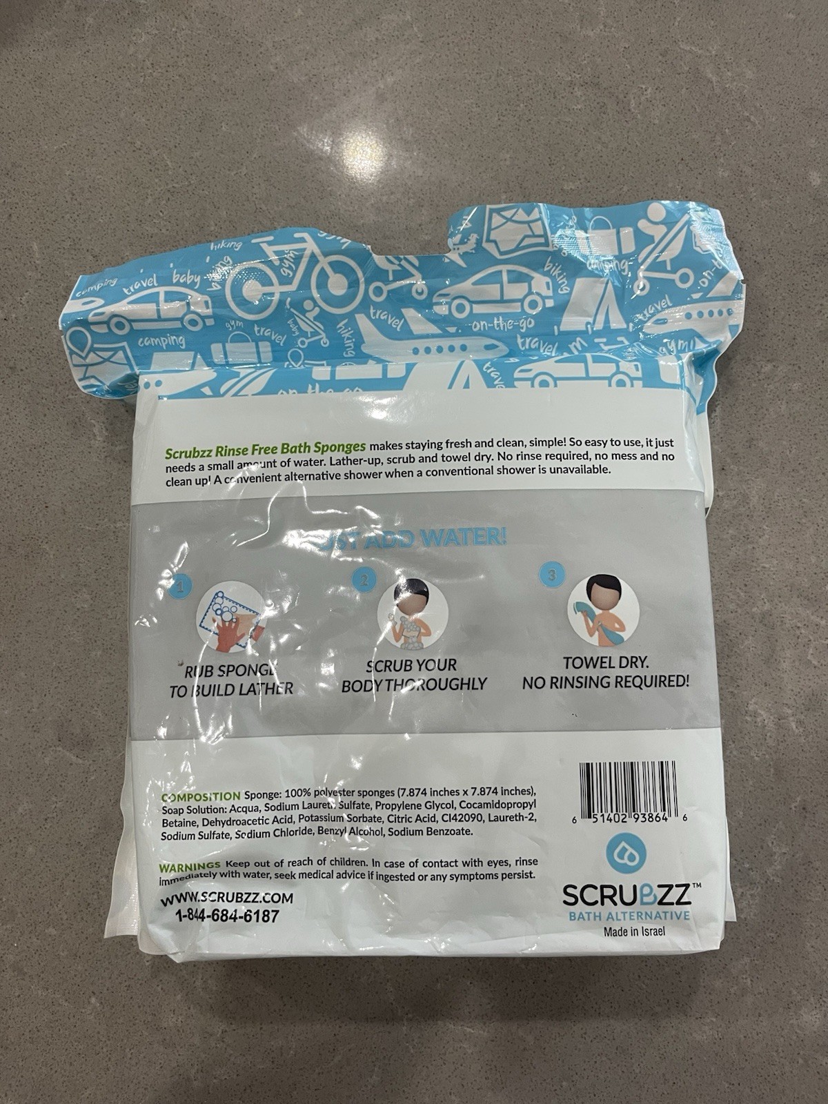 Scrubzz Disposable No Rinse Bathing Wipes – 25 Pack – All-In-1 Single Use Shower
