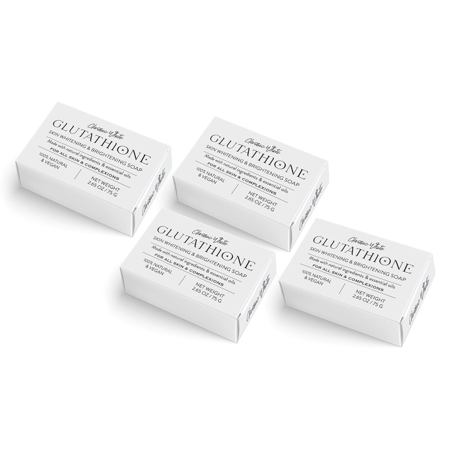 Glutathione Skin Whitening & Brightening Soap Anti-Aging Natural & Vegan 75g 4pk